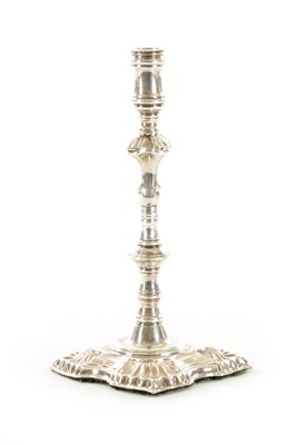 Lot 392 - A GEORGIAN CAST SILVER SLENDER CANDLESTICK