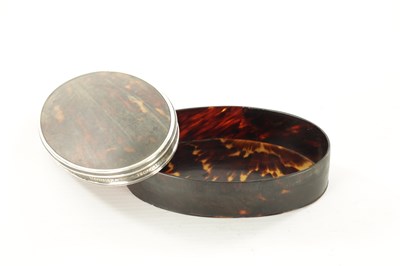 Lot 503 - A GEORGE II SILVER MOUNTED TORTOISESHELL MEMORIAM LIDDED OVAL BOX