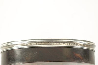 Lot 503 - A GEORGE II SILVER MOUNTED TORTOISESHELL MEMORIAM LIDDED OVAL BOX