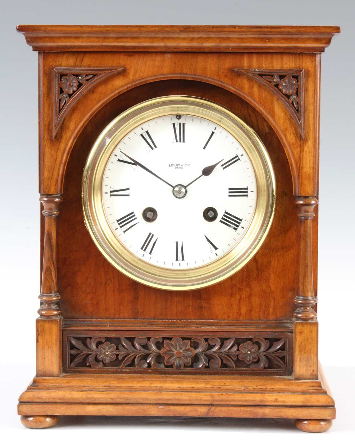 Lot 703 - A LATE 19th CENTURY FRENCH WALNUT MANTEL CLOCK...