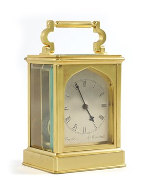 Lot 1147 - CARTER, 61 CORNHILL. A 19TH CENTURY GILT BRASS CASED ENGISH FUSEE CARRIAGE CLOCK