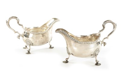 Lot 460 - A PAIR OF EARLY GEORGE III SILVER SAUCEBOATS