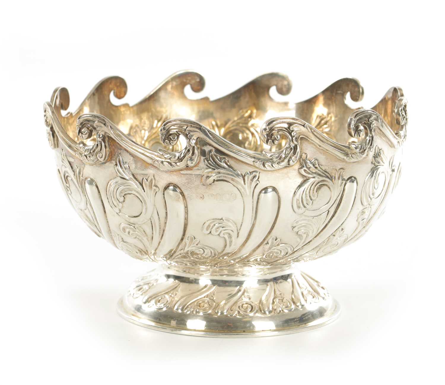 Lot 442 - A VICTORIAN SILVER FOOTED ROSE BOWL