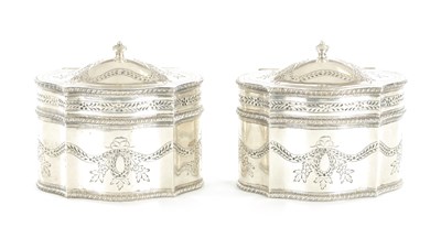 Lot 469 - A PAIR OF LATE 19TH CENTURY DUTCH SILVER TEA CADDIES