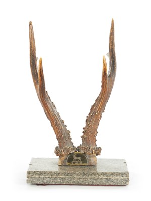 Lot 768 - A LATE 19TH CENTURY ANTLER HORN PEN REST IN THE MANNER OF ROWLAND WARD