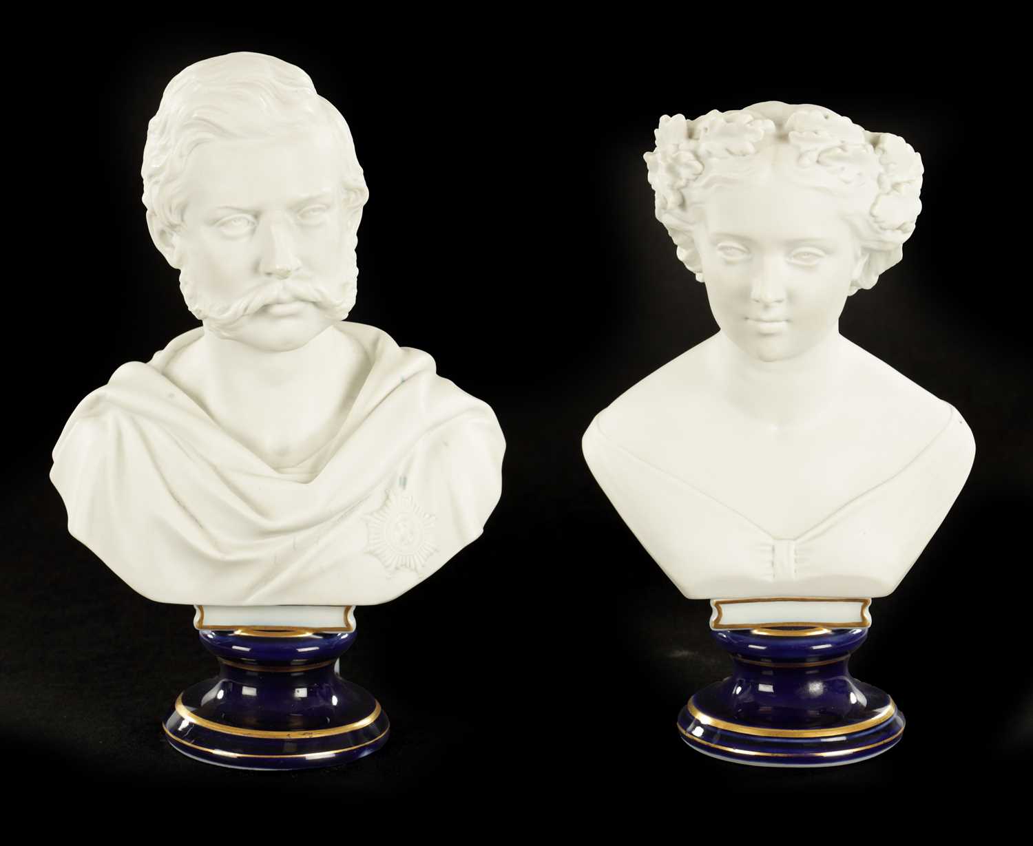 Lot 53 - A PAIR OF LATE 19TH CENTURY GERMAN PARIAN PORCELAIN BUSTS