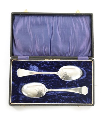 Lot 504 - A CASED PAIR OF EDWARD VII SILVER SPOONS