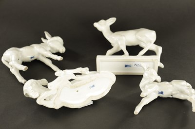 Lot 71 - A GROUP OF FOUR MEISSEN BLANC DI CHINE ANIMAL FIGURES
