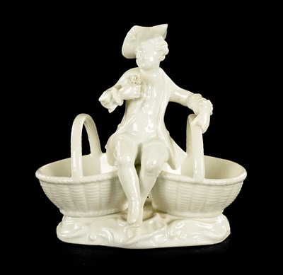 Lot 75 - A LATE 19TH CENTURY MEISSEN BLANC DI CHINE FIGURAL DOUBLE CONDIMENT HOLDER