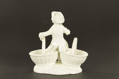 Lot 75 - A LATE 19TH CENTURY MEISSEN BLANC DI CHINE FIGURAL DOUBLE CONDIMENT HOLDER