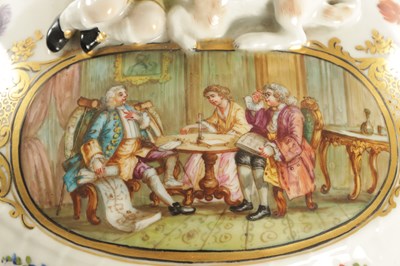 Lot 73 - A LATE 19TH CENTURY MEISSEN STYLE LARGE LIDDED TUREEN WITH GILT METAL RIM