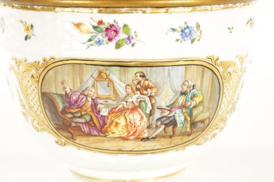 Lot 73 - A LATE 19TH CENTURY MEISSEN STYLE LARGE LIDDED TUREEN WITH GILT METAL RIM