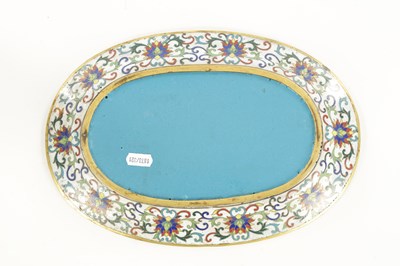 Lot 167 - AN 18TH CENTURY CHINESE CLOISONNE ENAMEL OVAL DISH