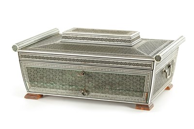 Lot 233 - A FINE 19TH CENTURY INDIAN MICROMOSAIC AND IVORY-FITTED SEWING BOX