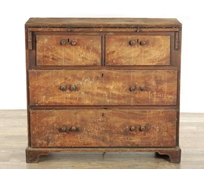 Lot 1461 - AN UNUSUAL NARROW GEORGE III MAHOGANY CHEST OF DRAWERS