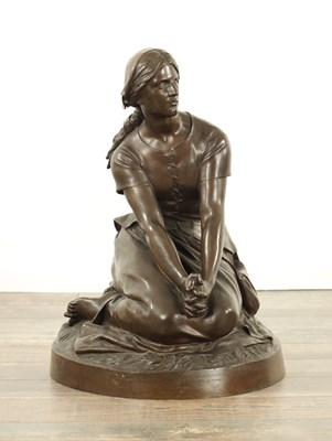 Lot 912 - HENRI CHAPU (FRENCH, 1833-1891) BRONZE SCULPTURE OF JOAN OF ARC