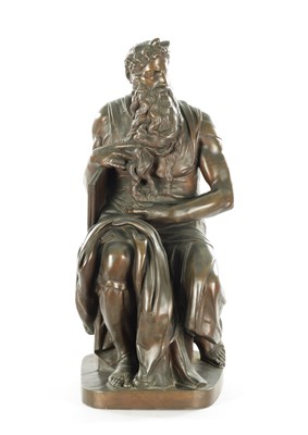 Lot 787 - A 19TH CENTURY BRONZE SCULPTURE OF MOSES ORIGINALLY BY MICHAEL ANGELO