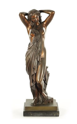 Lot 851 - A LATE 19TH CENTURY BRONZE FIGURE OF MAIDEN