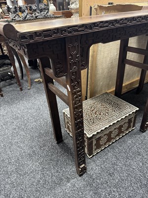 Lot 96 - A 19TH CENTURY CHINESE HARDWOOD ALTER TABLE