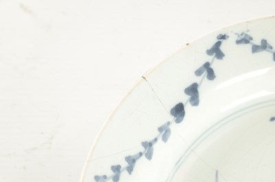 Lot 28 - AN 18TH CENTURY BLUE AND WHITE DELFT SHALLOW DISH