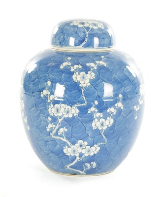 Lot 201 - A 19TH CENTURY CHINESE BLUE AND WHITE GINGER JAR AND COVER