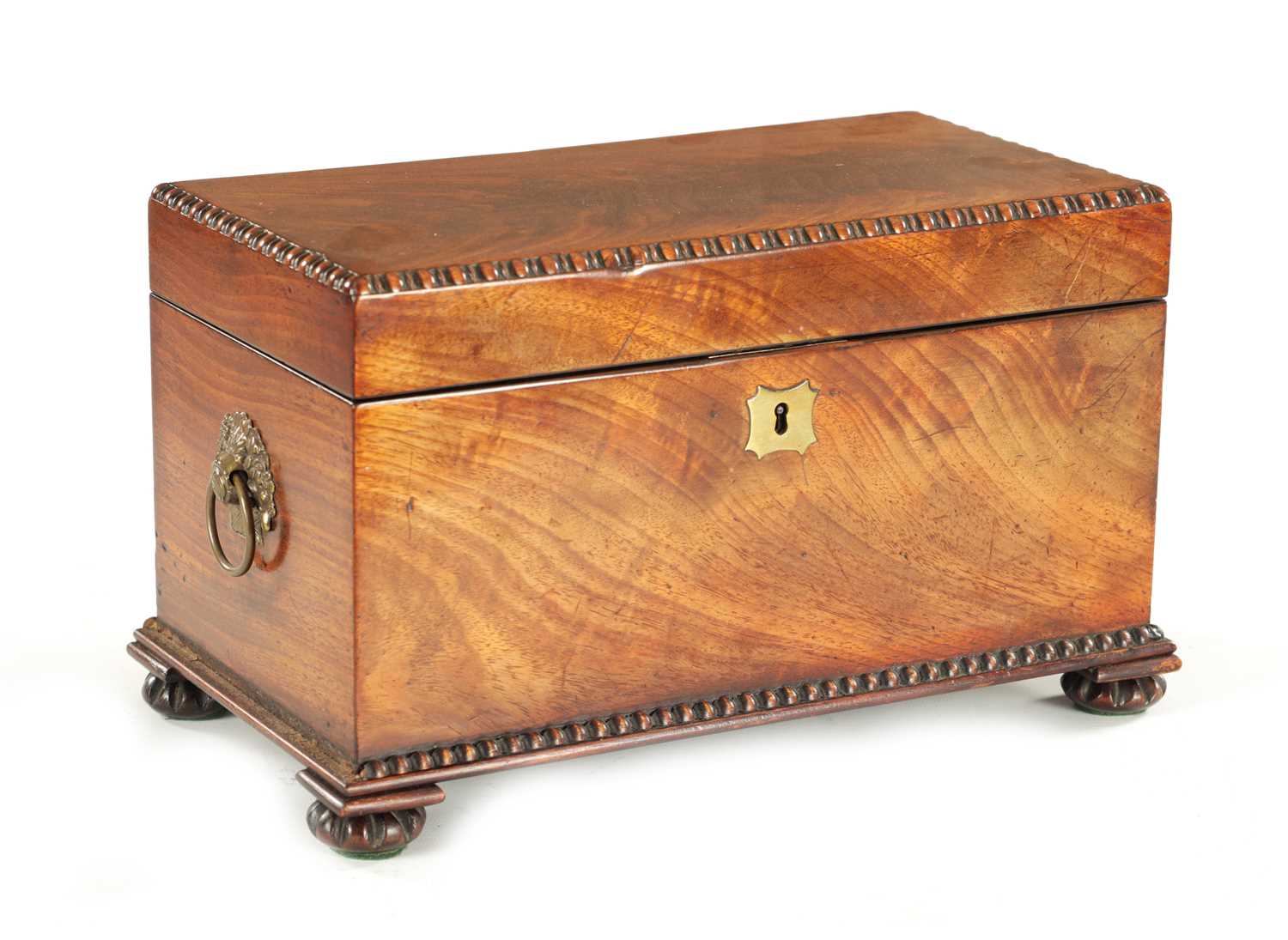 Lot 929 - A WILLIAM IV FIGURED MAHOGANY TEA CADDY