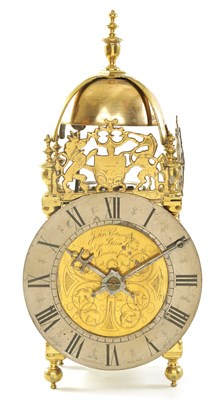 Lot 1205 - JOHN CRUCEFIX AT YE BLUE BOAR, LONDINI FECIT. A LATE 17TH CENTURY BRASS LANTERN CLOCK