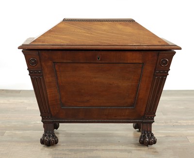 Lot 1246 - A LATE REGENCY MAHOGANY SARCOPHAGUS CELLARETTE