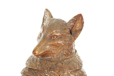 Lot 1348 - A LARGE AND RARE 19TH CENTURY BLACK FOREST CARVED LINDEN WOOD TOBACCO JAR FORMED AS A FOX