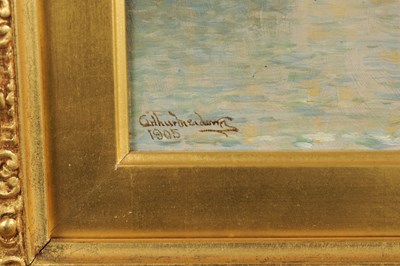 Lot 990 - ARTHUR J MEADOWS (1843-1907). A FINE PAIR OF EARLY 20TH CENTURY OIL ON CANVAS VENETIAN SCENES