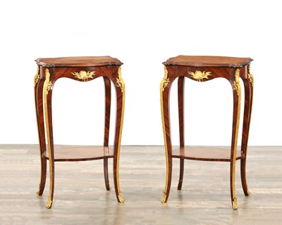 Lot 1395 - A GOOD PAIR OF LATE 19TH CENTURY FRENCH KINGWOOD AND ORMOLU MOUNTED SIDE TABLES IN THE MANNER OF FRANCOIS LINKE