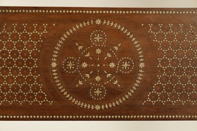 Lot 143 - A LATE 19TH CENTURY ANGLO INDIAN SANDEL WOOD AND BONE MARQUETRY HALL BENCH