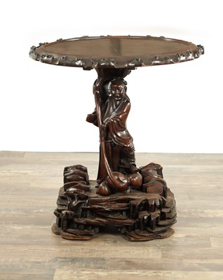 Lot 99 - A 19TH CENTURY CHINESE CARVED HARDWOOD CENTRE TABLE