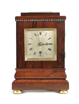 Lot 1125 - JOHNSON, LONDON. A MID 19TH CENTURY ROSEWOOD FUSEE MANTEL CLOCK OF SMALL SIZE