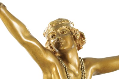 Lot 932 - CLAIRE JEANNE ROBERTE COLINET, (1880 - 1950). A FINE ART DECO GILT BRONZE SCULPTURE OF A DANCER