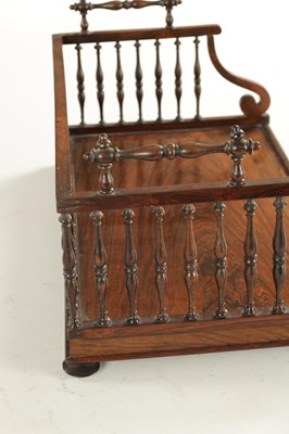 Lot 1327 - A REGENCY FIGURED ROSEWOOD LIBRARY BOOK CARRIER IN THE MANNER OF GILLOWS