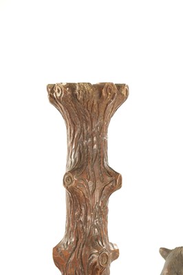 Lot 1310 - A LATE 19TH CENTURY CARVED LINDEN WOOD BLACK FOREST BEAR THREE BRANCH HANGING LIGHT