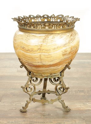 Lot 850 - AN UNUSUAL 18TH/19TH CENTURY FRENCH SIENNA MARBLE URN ON LATER GILT BRONZE STAND