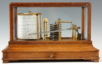 Lot 737 - AN EARLY 20th CENTURY OAK CASED BAROGRAPH...