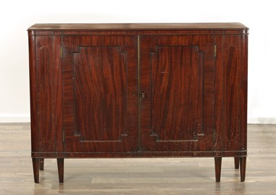 Lot 1466 - A LATE GEORGE III MAHOGANY INLAID SIDE CABINET