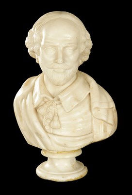 Lot 799 - A GOOD 19TH CENTURY CARVED WHITE MARBLE BUST OF WILLIAM SHAKESPEARE