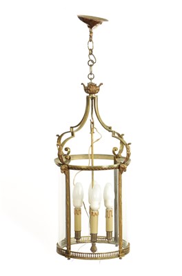 Lot 870 - A LATE 19TH CENTURY GILT BRASS CIRCULAR HANGING LANTERN