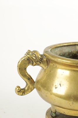 Lot 98 - AN EARLY GILT BRONZE CHINESE OVAL CENSER ON STAND