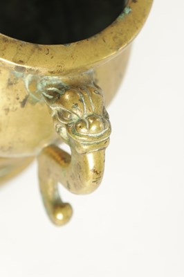 Lot 98 - AN EARLY GILT BRONZE CHINESE OVAL CENSER ON STAND
