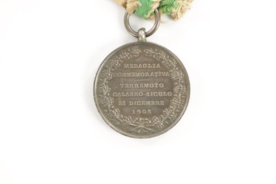 Lot 600 - ITALY, KINGDOM. A COMMEMORATIVE MEDAL FOR THE EARTHQUAKE OF 1908 IN CALABRIA AND SICILY, SILVER