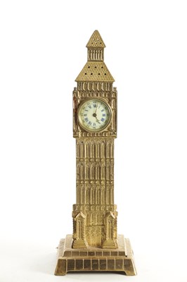 Lot AN UNUSUAL LATE 19TH CENTURY BRASS CASED MANTEL CLOCK MODELLED AS BIG BEN