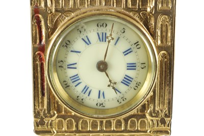 Lot AN UNUSUAL LATE 19TH CENTURY BRASS CASED MANTEL CLOCK MODELLED AS BIG BEN