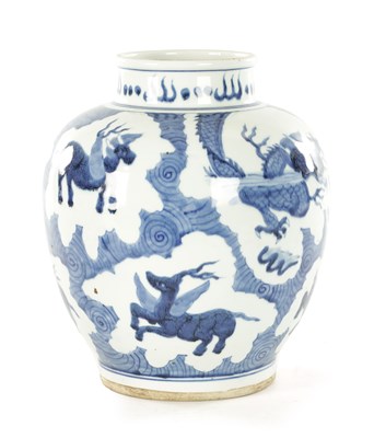 Lot 150 - A 19TH CENTURY CHINESE BLUE AND WHITE PORCELAIN GINGER JAR