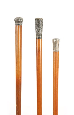 Lot 736 - A COLLECTION OF THREE LATE 19TH CENTURY MALACCA WALKING CANES