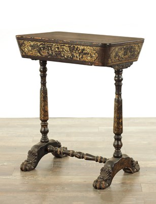Lot 243 - A 19TH CENTURY CHINESE EXPORT CANTONESE LAQUCERED WORK TABLE